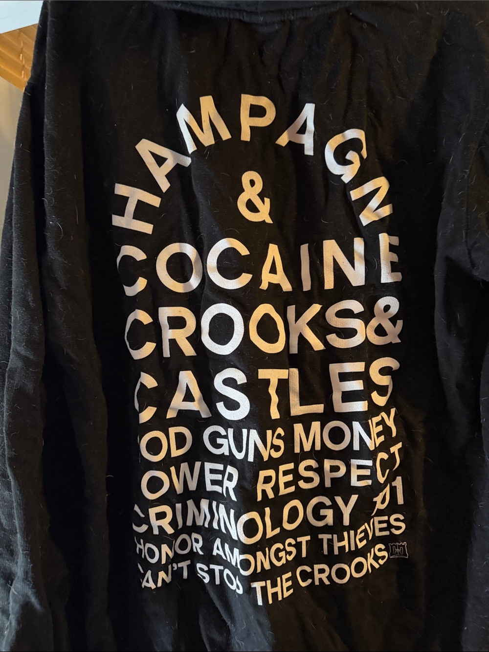 Crooks & Castles Black Hoodie with White Crest Graphic